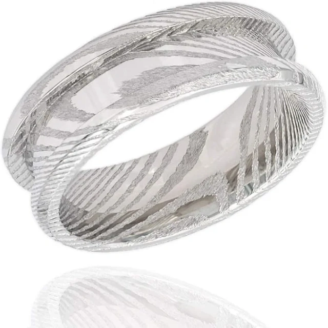 High Quality 4mm 6mm 8mm Slim Single Grooved Hammered Stainless Steel Damascus Steel Tungsten Ring Blank Core for Men Jewelry