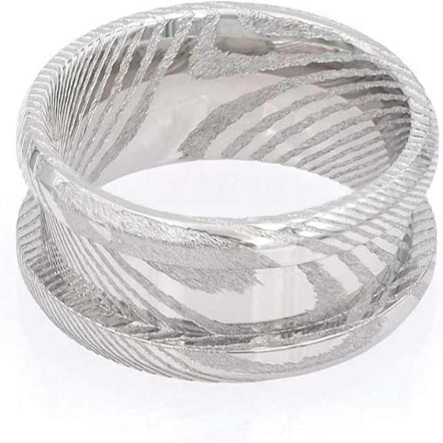 High Quality 4mm 6mm 8mm Slim Single Grooved Hammered Stainless Steel Damascus Steel Tungsten Ring Blank Core for Men Jewelry