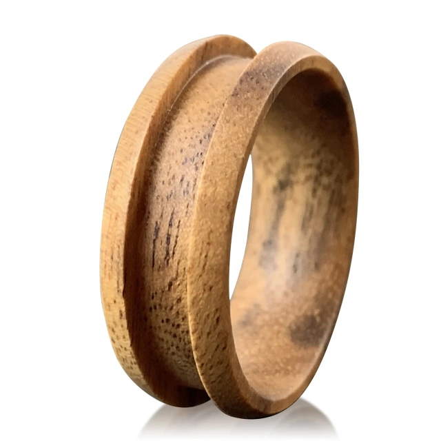 Popular Diy Jewelry Wedding Band Base Core 8mm Dome Edge Channel Setting Sandalswood Ring Blanks for Inlay