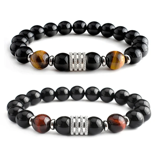 In Stock Men Fashion Jewelry Tiger Eye Stone Design Bracelet 19.5cm Stainless Steel Stone Bracelets for Men Boys