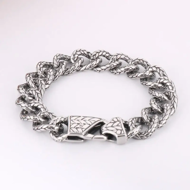 225mm Men Punk Stainless Steel Serpentine Cuban Links Bracelet