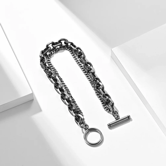 Fashion Handmade Bangles Hip Hop Jewelry Engraved Stainless Steel Custom Cuban Link Chain Bracelet Mens Chains Bracelets