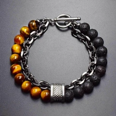 Yellow tiger eye stone+ Volcanic rock stone