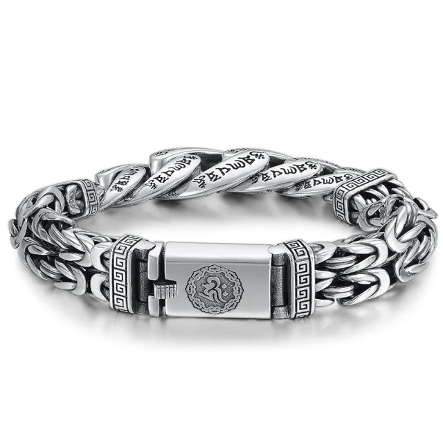 Hip-Hop Silver Color Plated Stainless Steel Bracelet Clasp Men's and Women's Personality Domineering Retro