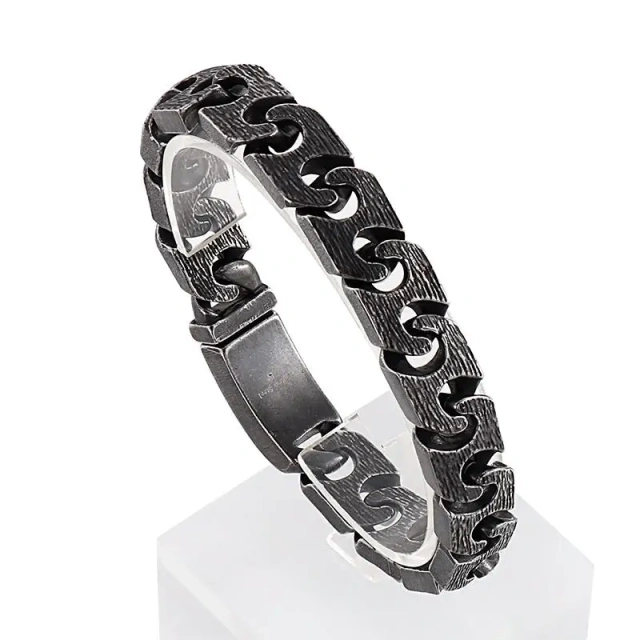 Men 220mm Silver/grey Punk Stainless Steel Links Bracelet