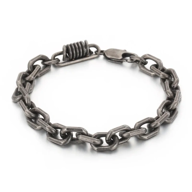 Mens Punk Stainless Steel Ot Clasp Links Bracelet With Skull Charms