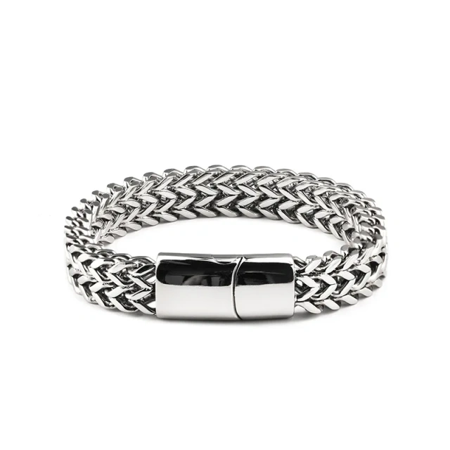 Hip Hop 316L Stainless Steel Jewelry Titanium Steel Bracelet Braided Cuban Chain Engraving Men Bracelet