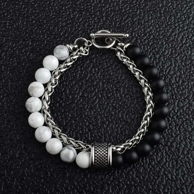 Wholesale New Men's Jewelry Silver Plated Stainless Steel Tiger Eye Stone Fashion Beaded Bracelet