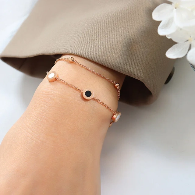 Ins Style Simple Design Stainless Steel Bracelet Chain Luxury Plated 18k Real Gold Bracelet for Women