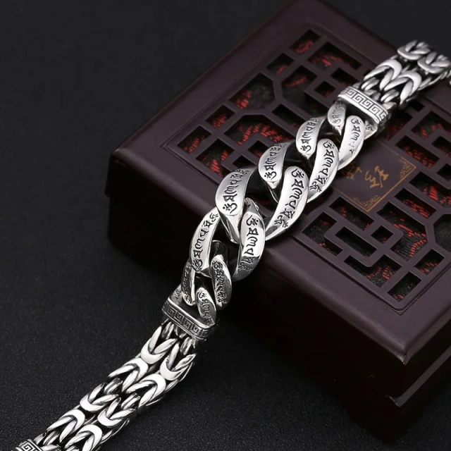 Hip-Hop Silver Color Plated Stainless Steel Bracelet Clasp Men's and Women's Personality Domineering Retro