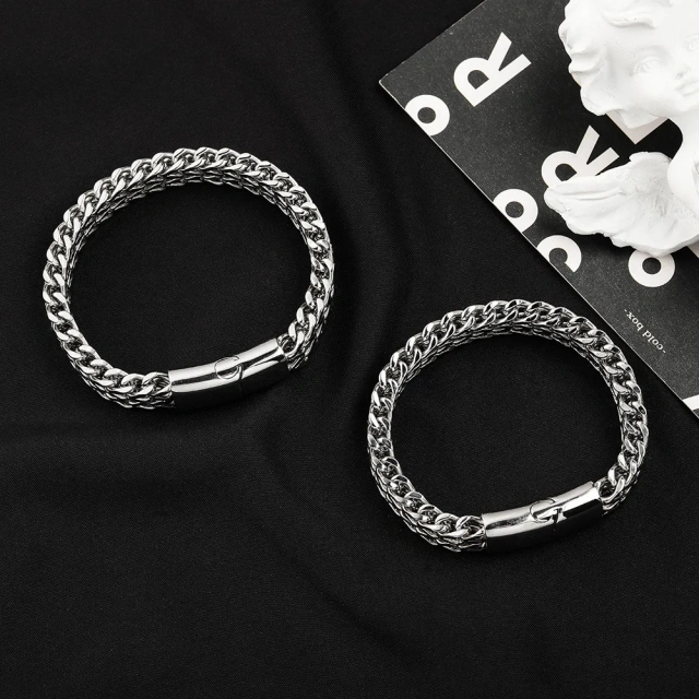 Hip Hop 316L Stainless Steel Jewelry Titanium Steel Bracelet Braided Cuban Chain Engraving Men Bracelet