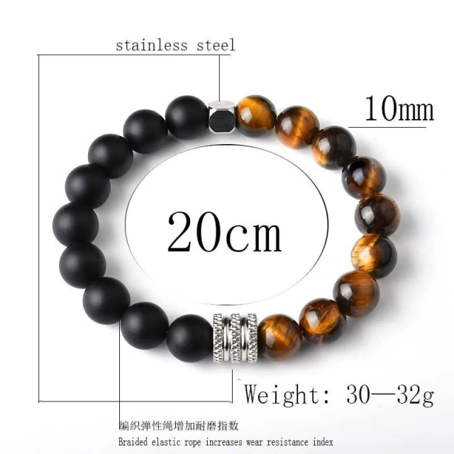 Ready to Ship Hottest 20CM Stainless Steel Bracelet Men Luxury Tiger Eye Bracelet Stone Bracelet Natural Fashion Jewelry