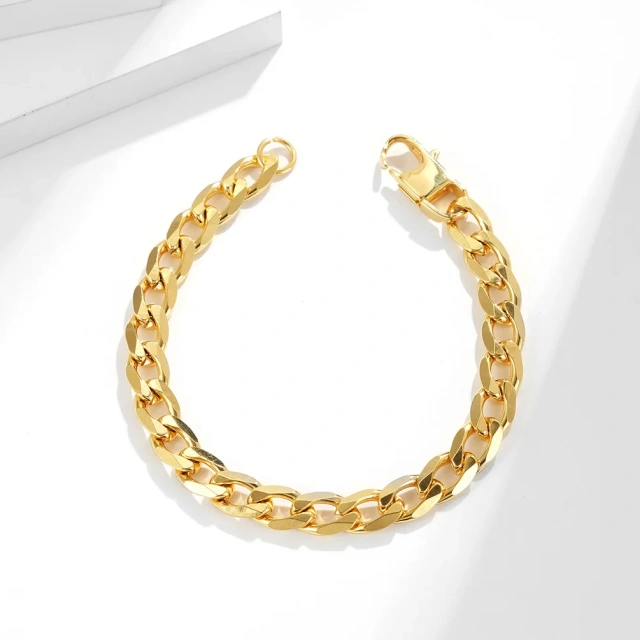 In Stock Fashion Jewelry 19CM 21CM Steel Cuban Bracelet Men Stainless Steel Bracelet Silver Gold Bracelet for Man