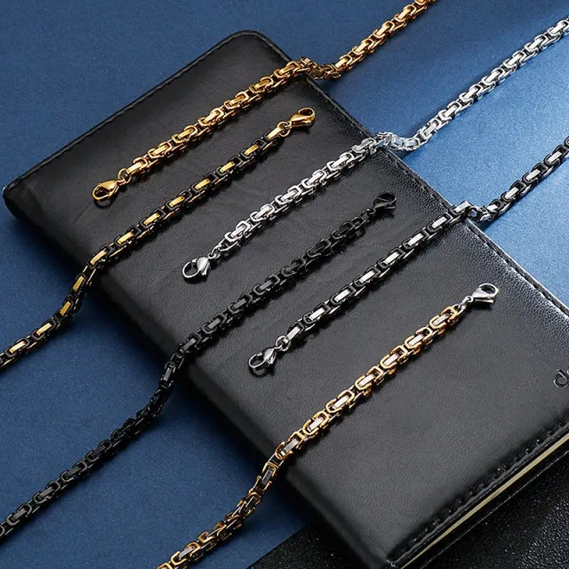 Wholesale 316l Stainless Steel Link Chain Byzantine Bracelet for Men