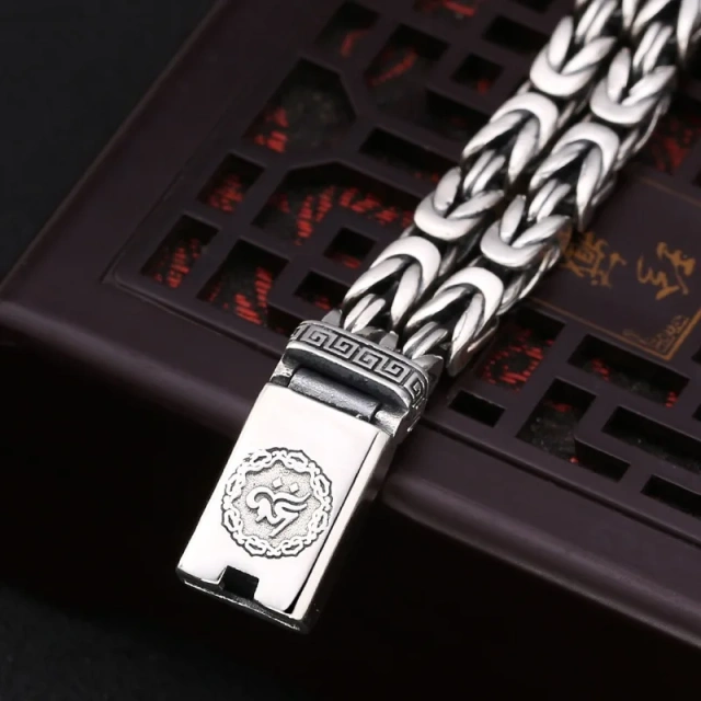 Hip-Hop Silver Color Plated Stainless Steel Bracelet Clasp Men's and Women's Personality Domineering Retro