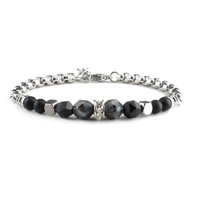 Stainless Steel Men Bracelet Irregular Natural Stone Tiger Eye Agate Bead Bracelet Jewelry for Men