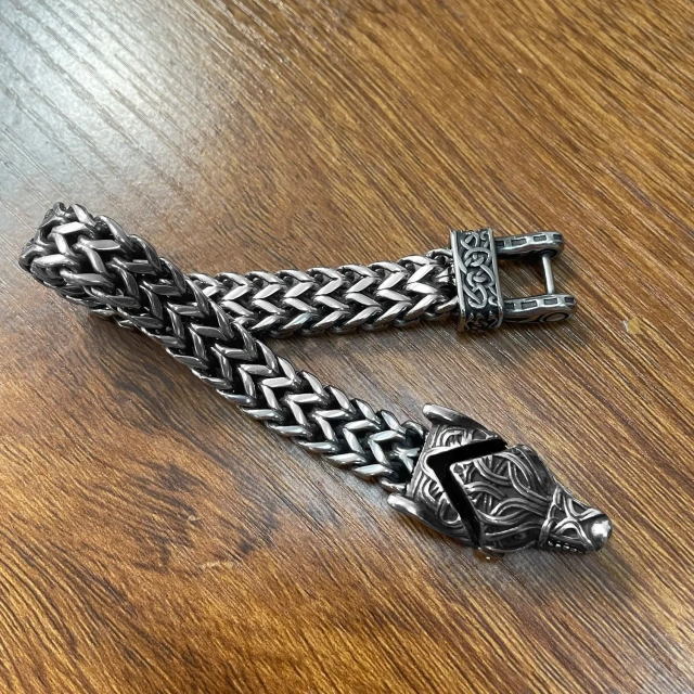 Punk Vintage Fashion Jewelry Men Stainless Steel Punk Mens Animal Opening Chain Bracelet