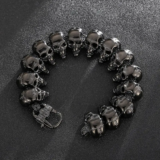 Wholesale Skull Link Bracelet Necklace Mens Stainless Steel Large Biker Gothic Style High Polished