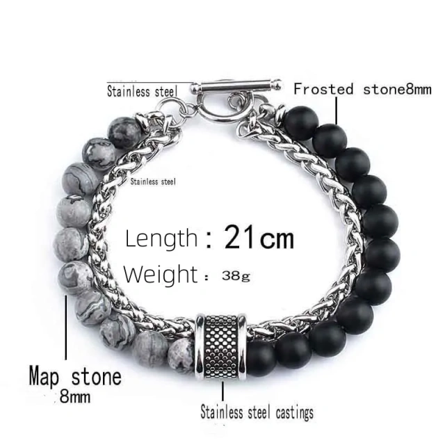 Wholesale New Men's Jewelry Silver Plated Stainless Steel Tiger Eye Stone Fashion Beaded Bracelet