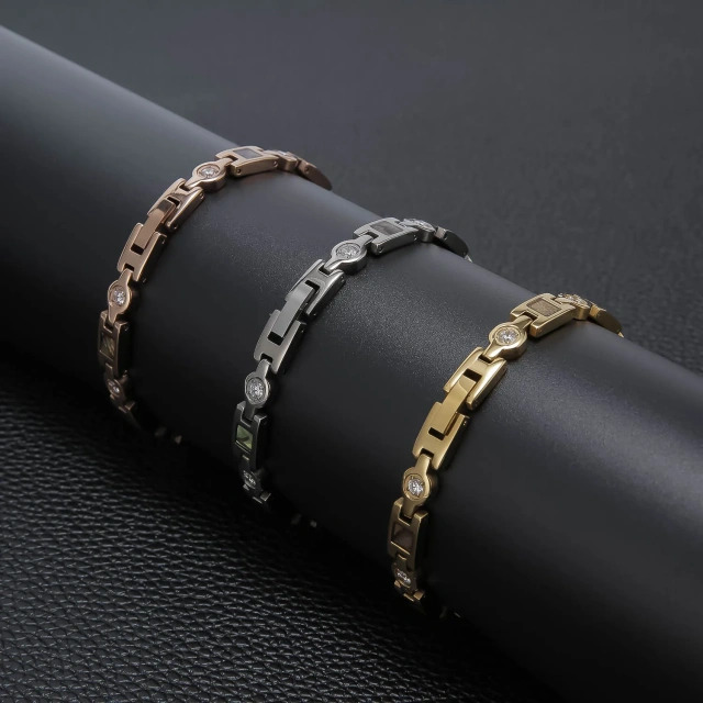 Wholesale Pure Titanium Jewelry Bracelet Inlay CZ and Shell Magnet Bracelet Titanium Bracelet Jewelry for Women Men
