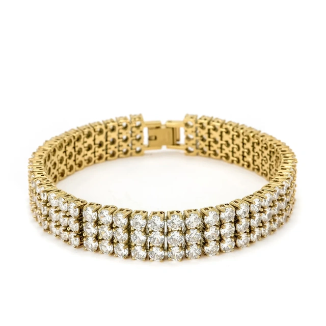 China Supplier Men Zircon Stainless Steel Bracelet Gold and Silver Plated Wholesale Price