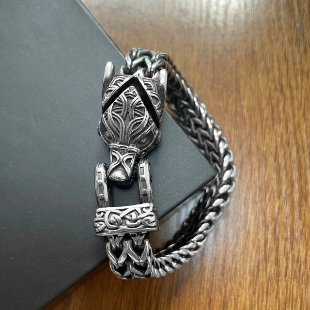 Punk Vintage Fashion Jewelry Men Stainless Steel Punk Mens Animal Opening Chain Bracelet