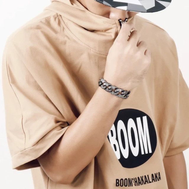 220mm Vintage Stainless Steel Zircons Cuban Link Bracelets