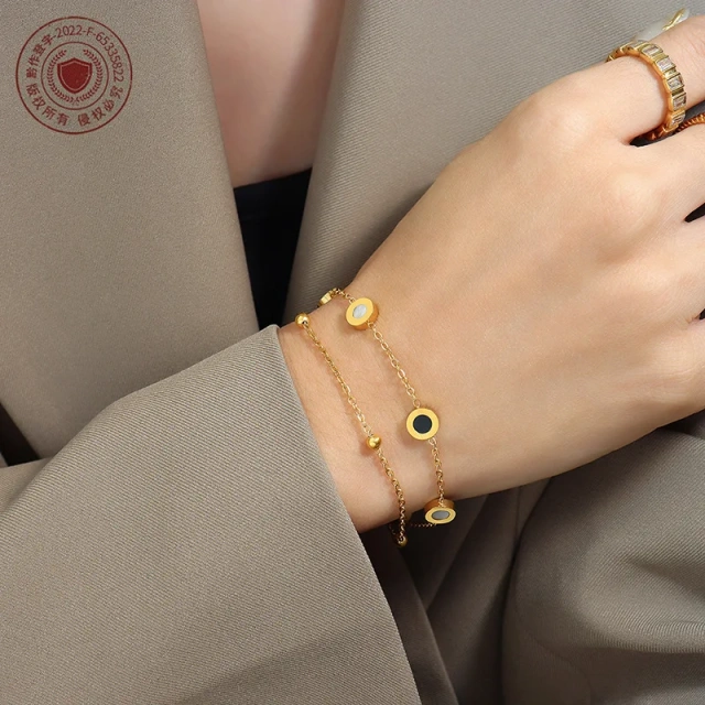 Ins Style Simple Design Stainless Steel Bracelet Chain Luxury Plated 18k Real Gold Bracelet for Women