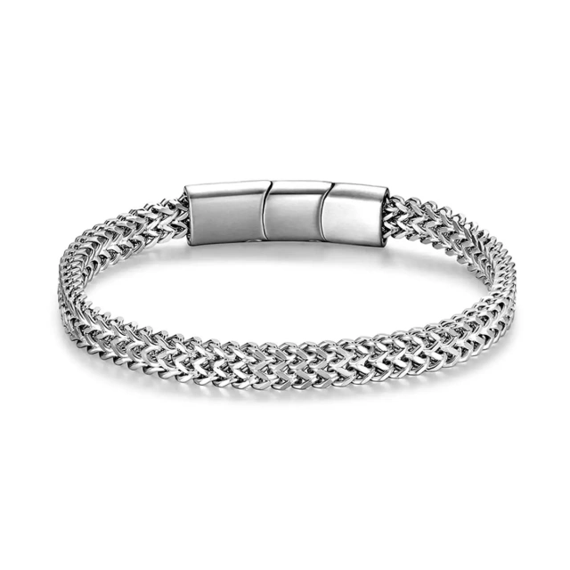 Silver Woven Chain Bracelet Black Stainless Steel Bracelet Three Layer Magnetic Buckle Bracelet for Women Men Jewelry Gift
