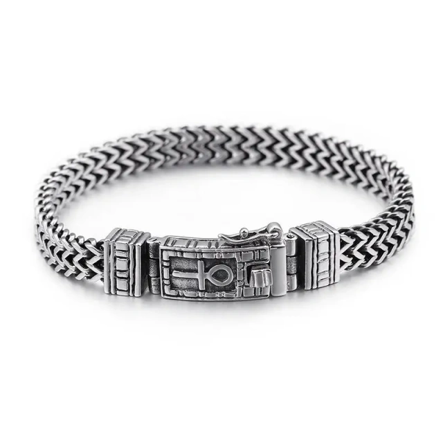 In Stock Stainless Steel Silver Mesh Egypt Charm Bracelet Bangle Unisex