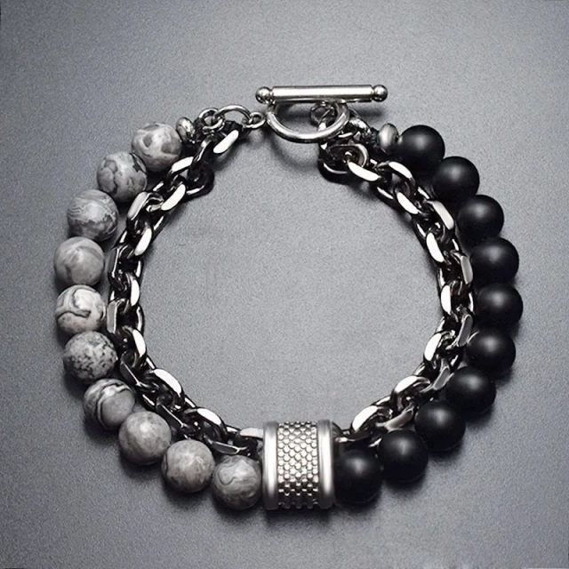 Ready to Ship Handmade Bracelet 21CM Couple Stainless Steel Bracelet Stone Bracelets for Men