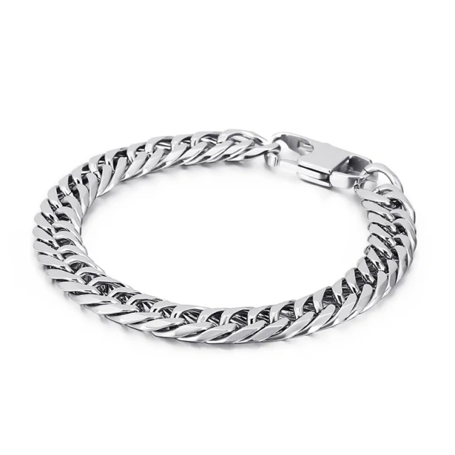 Mens 210mm Casual Stainless Steel Hip Hop Rapper Cuban Links Bracelet