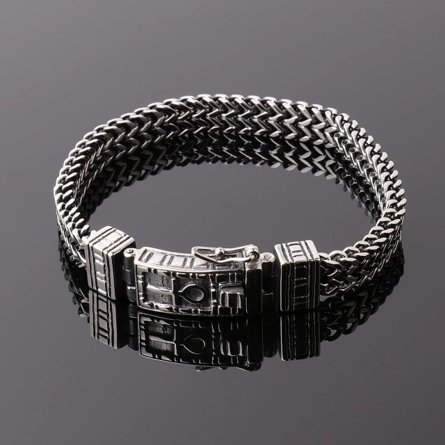 Men's Fashion Men Stainless Steel Bracelet Punk Hip Hop Bracelet Titanium Steel