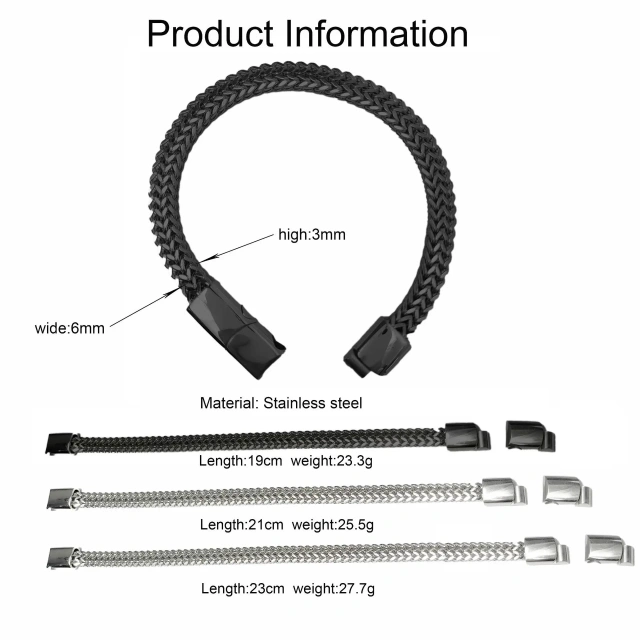 Silver Woven Chain Bracelet Black Stainless Steel Bracelet Three Layer Magnetic Buckle Bracelet for Women Men Jewelry Gift