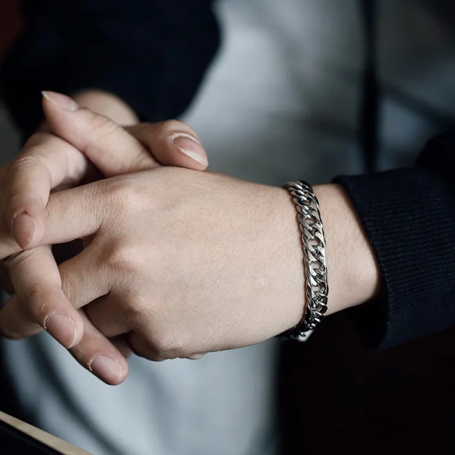 Mens 210mm Casual Stainless Steel Hip Hop Rapper Cuban Links Bracelet