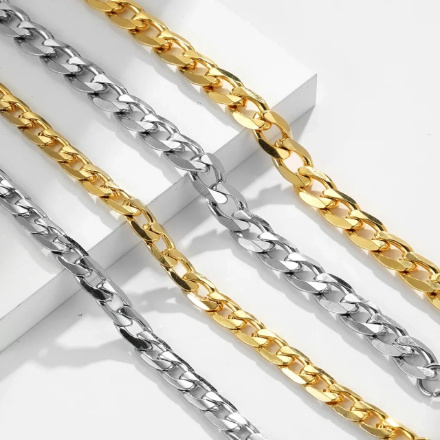 In Stock Fashion Jewelry 19CM 21CM Steel Cuban Bracelet Men Stainless Steel Bracelet Silver Gold Bracelet for Man