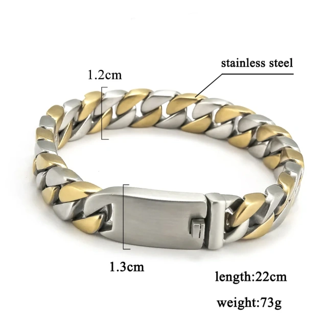 2023 Men's Stainless Steel Bracelet with Gold Plating Men's Jewelry Strand for Anniversary Occasions