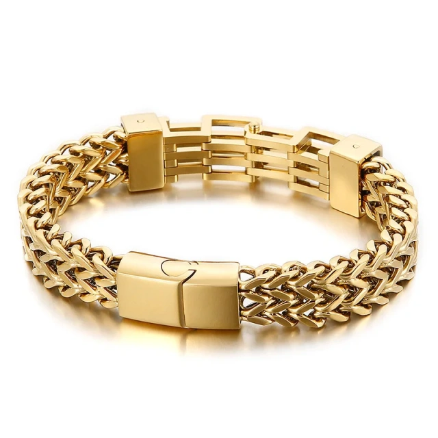 Stock Product 225mm Gothic Stainless Steel Herringbone&cuban Chain Bracelet With Ancient Runes