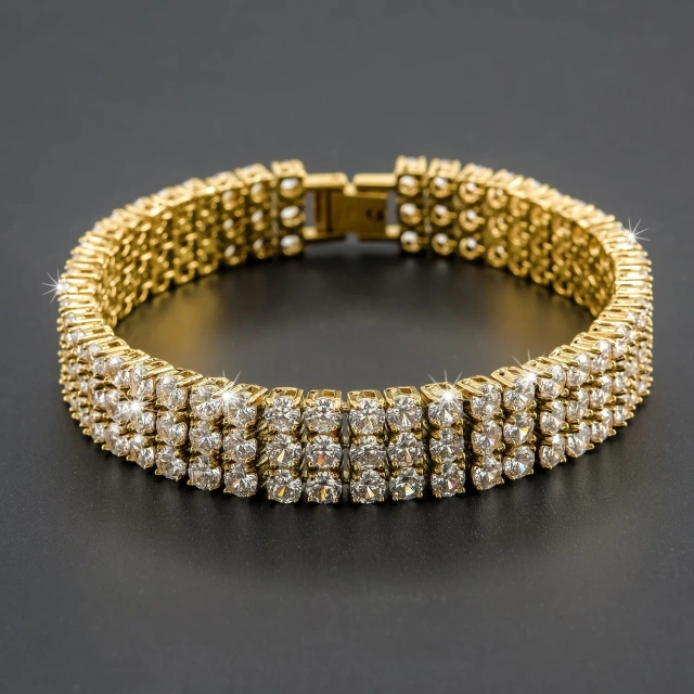 China Supplier Men Zircon Stainless Steel Bracelet Gold and Silver Plated Wholesale Price