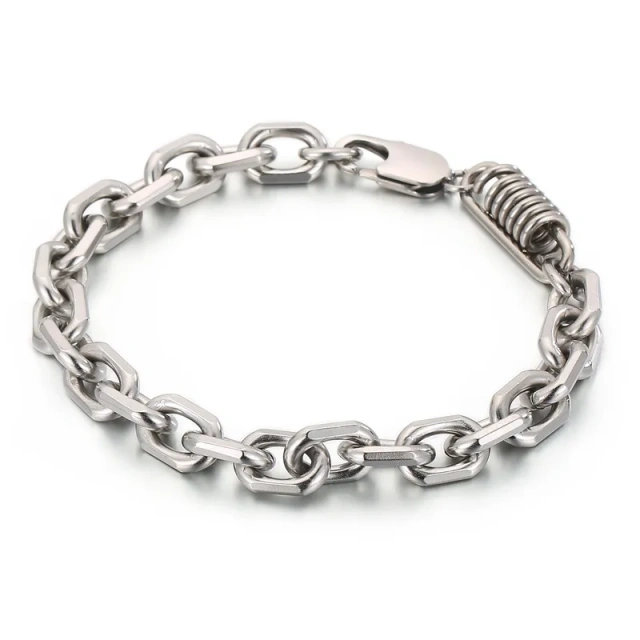 Mens Punk Stainless Steel Ot Clasp Links Bracelet With Skull Charms