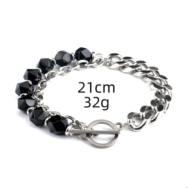 Wholesale New Men's Jewelry Tiger Eye Stone Silver Plated Stainless Steel Fashion Chain Bracelet