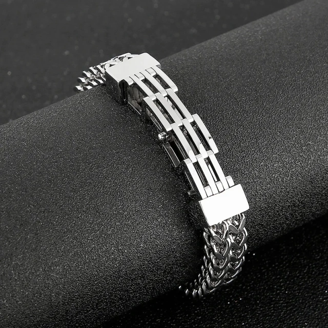 Stock Product 225mm Gothic Stainless Steel Herringbone&cuban Chain Bracelet With Ancient Runes