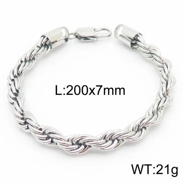 In Stock Fashion Unisex Jewelry Silver/ Gold/ Black Stainless Steel Vintage Bracelet Titanium Bracelet Rope Bracelet
