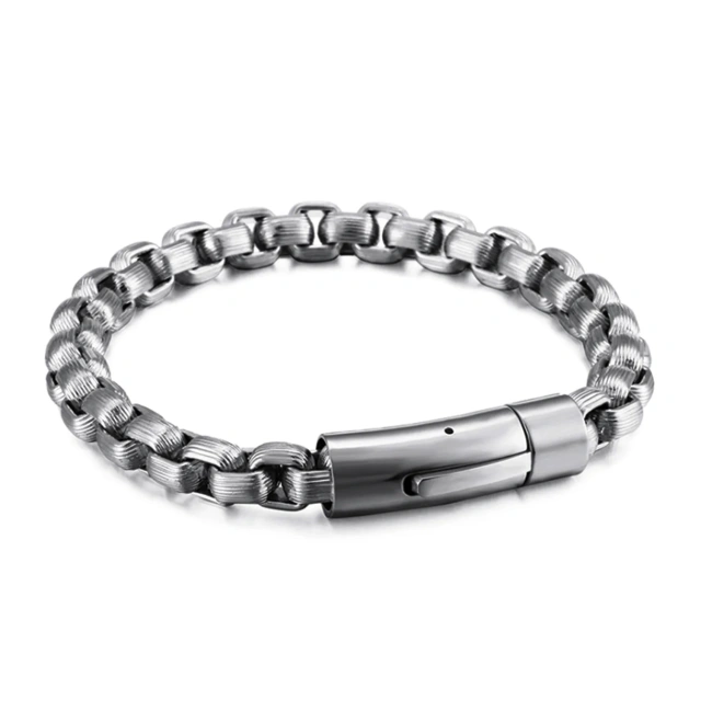 Custom Retro Style 6MM 21CM Titanium Steel Bracelet Black Silver Stainless Steel Jewelry Bracelet Chain for Men Women