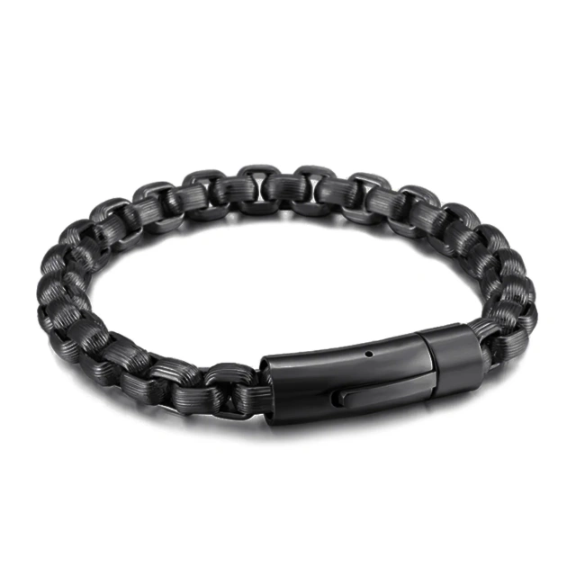 Custom Retro Style 6MM 21CM Titanium Steel Bracelet Black Silver Stainless Steel Jewelry Bracelet Chain for Men Women