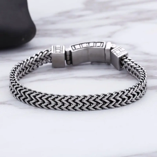 In Stock Stainless Steel Silver Mesh Egypt Charm Bracelet Bangle Unisex