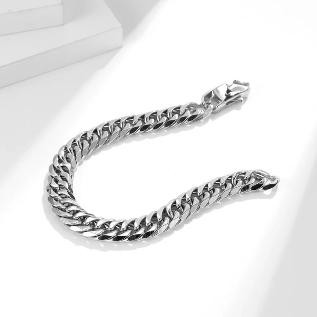 Wholesale Custom Jewelry High Polished Stainless Steel Cuban Silver Man Bracelet Fashion Bracelet Bracelet Men