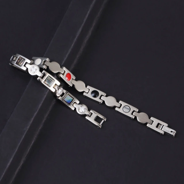 Wholesale Pure Titanium Jewelry Bracelet Inlay CZ and Shell Magnet Bracelet Titanium Bracelet Jewelry for Women Men