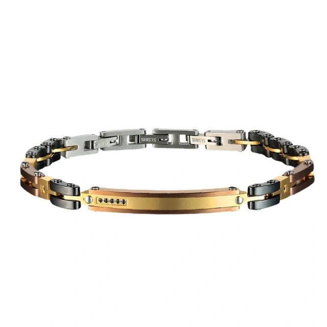 Wholesale Chain Ceramics Bracelet New Arrival Simple Stainless Steel Black Gold and White Rectangle Oval Chain Ceramics Bracelet