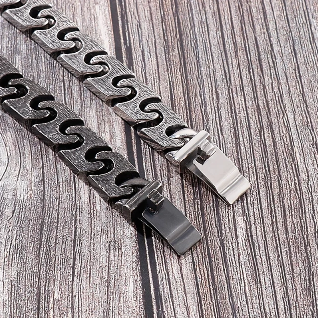 Men 220mm Silver/grey Punk Stainless Steel Links Bracelet